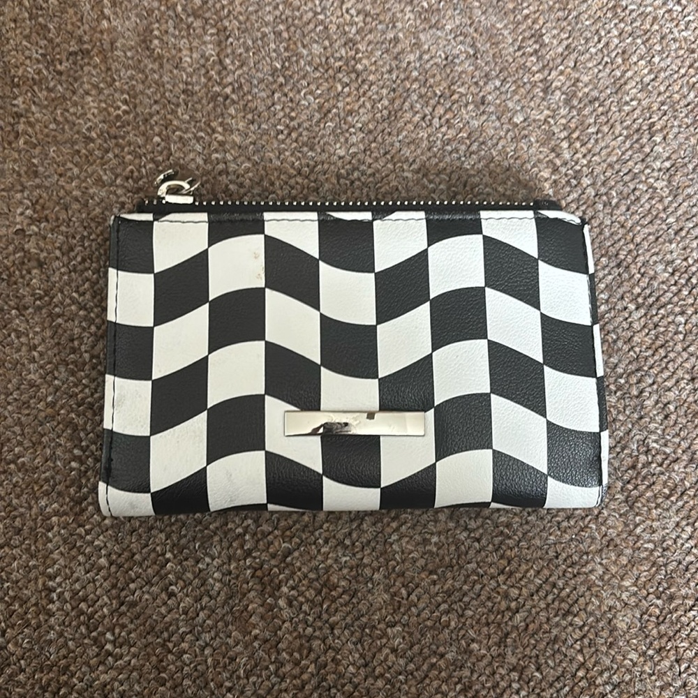 Black and white checkered card wallet